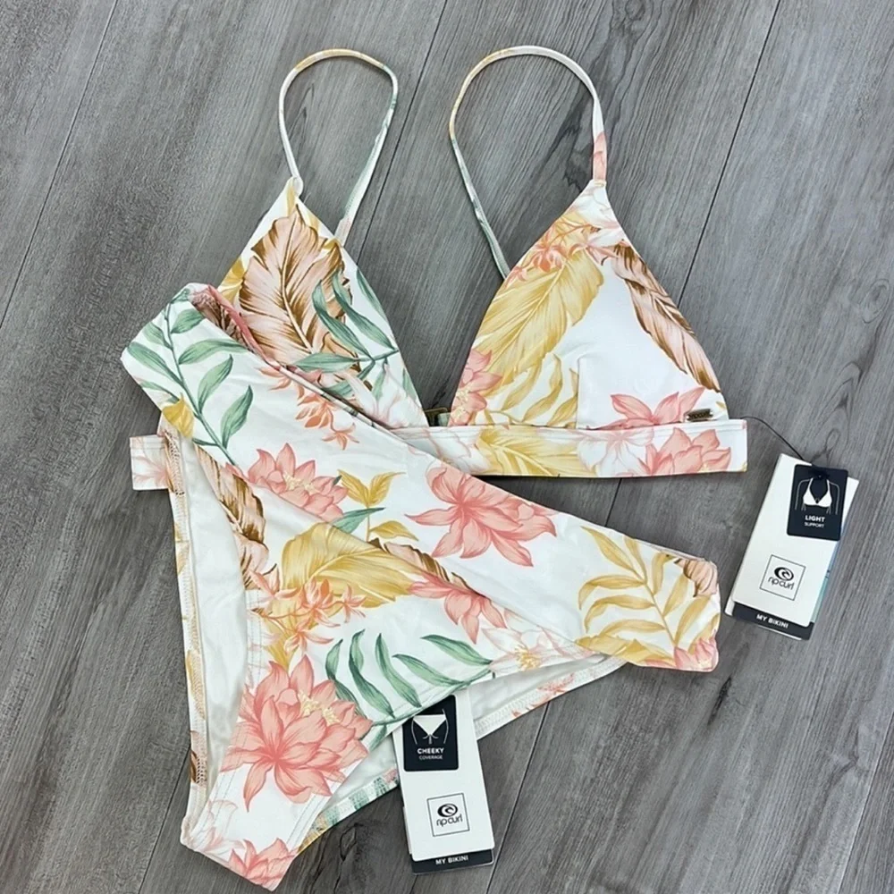 ☀️RIP CURL☀️ LA BONITA AXED TRI HI WAIST CHEEKY BIKINI SET